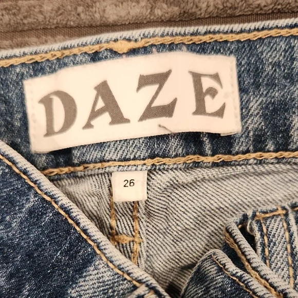 Daze Light Blue Distressed Flare Jeans - Picture 2 of 11